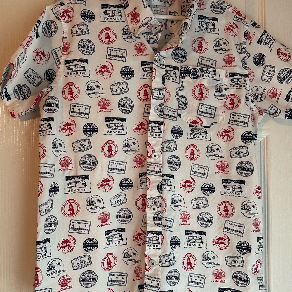Boys Southern Proper Short-Sleeve Button-Up Shirt Traditional Fit Travel 12-14